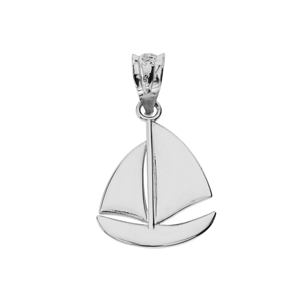 Sterling Silver Sail Boat Pendant Necklace, view 2