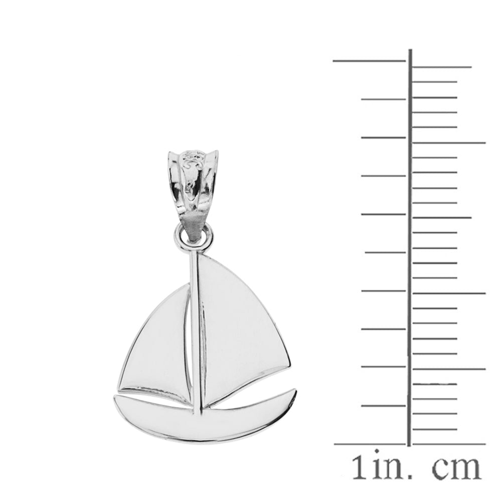 Sterling Silver Sail Boat Pendant Necklace, view 3