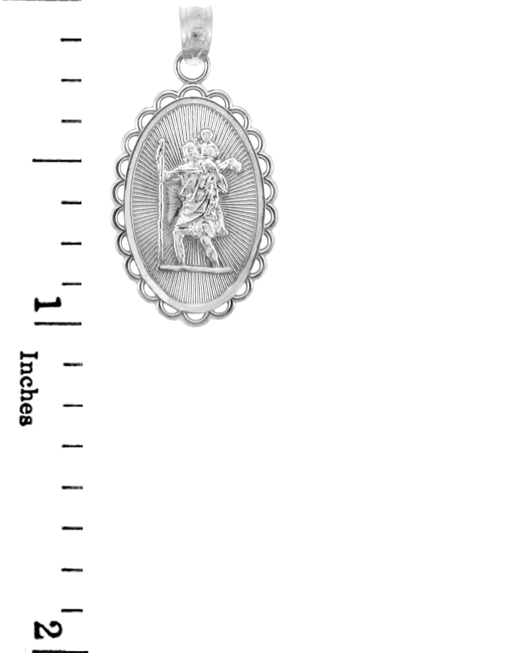 Sterling Silver Saint Christopher Charm Pendant, view 2
