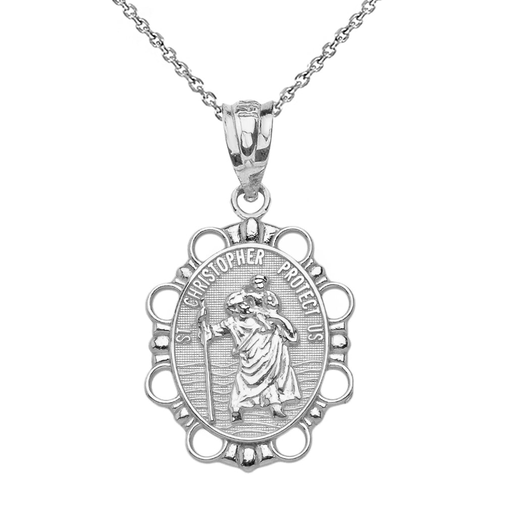 Sterling Silver Saint Christopher Pendant Necklace