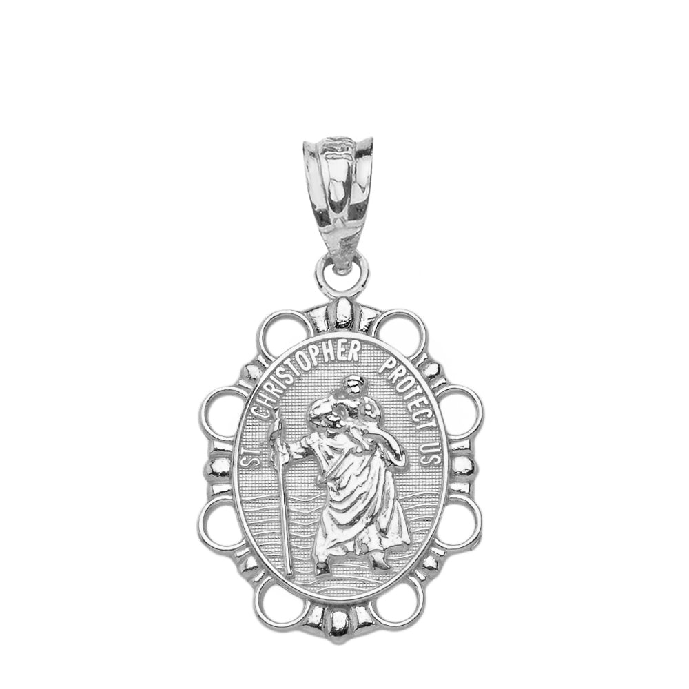 Sterling Silver Saint Christopher Pendant Necklace, view 2