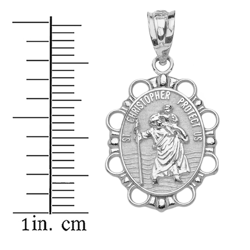 Sterling Silver Saint Christopher Pendant Necklace, view 3