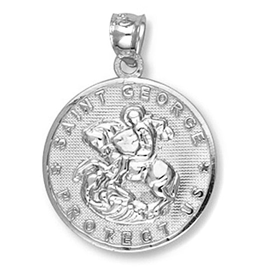 Sterling Silver Saint George Coin Pendant Necklace, view 2