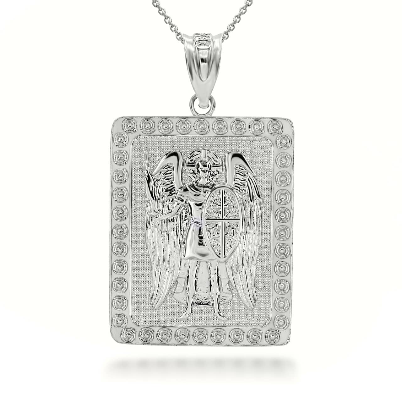 Sterling Silver Saint Michael ArchAngel 3D Charm Necklace, view 2