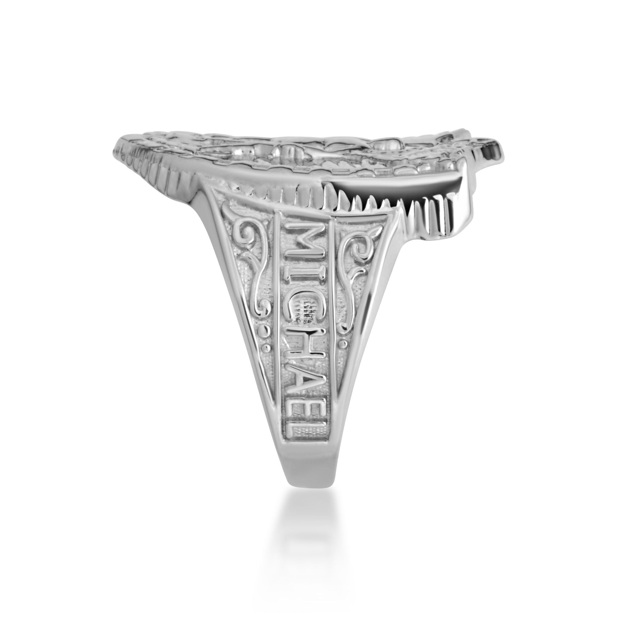 Sterling Silver Saint Michael Archangel Shield Signet Ring, view 3