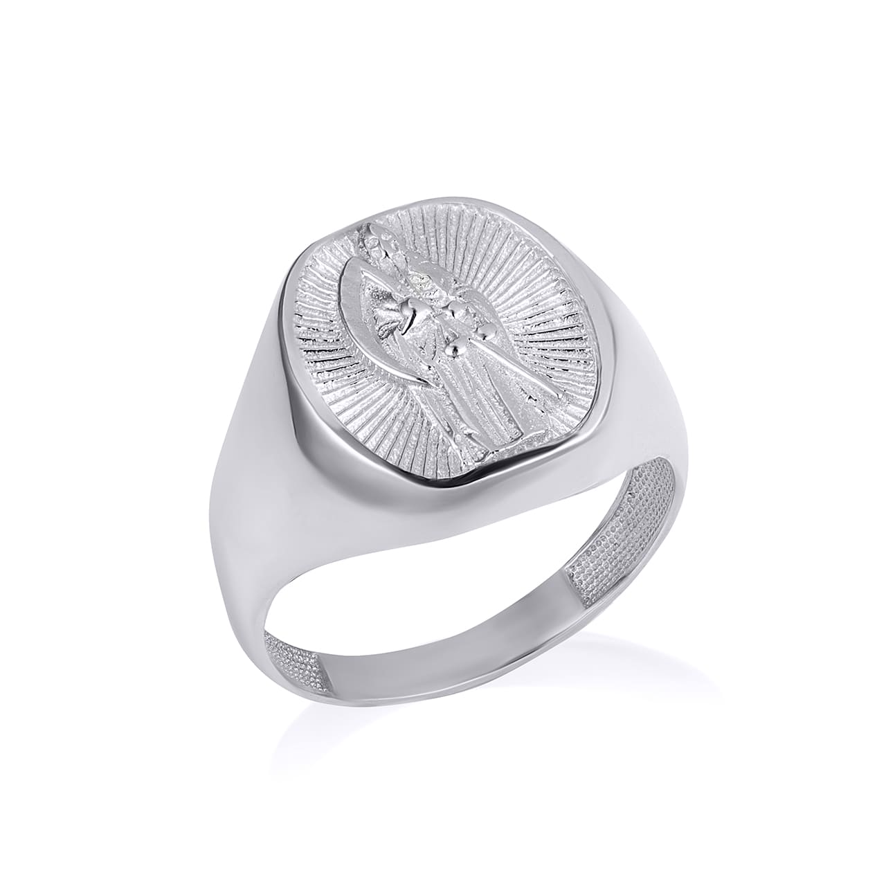Sterling Silver Santa Muerte Grim Reaper Oval Signet Ring