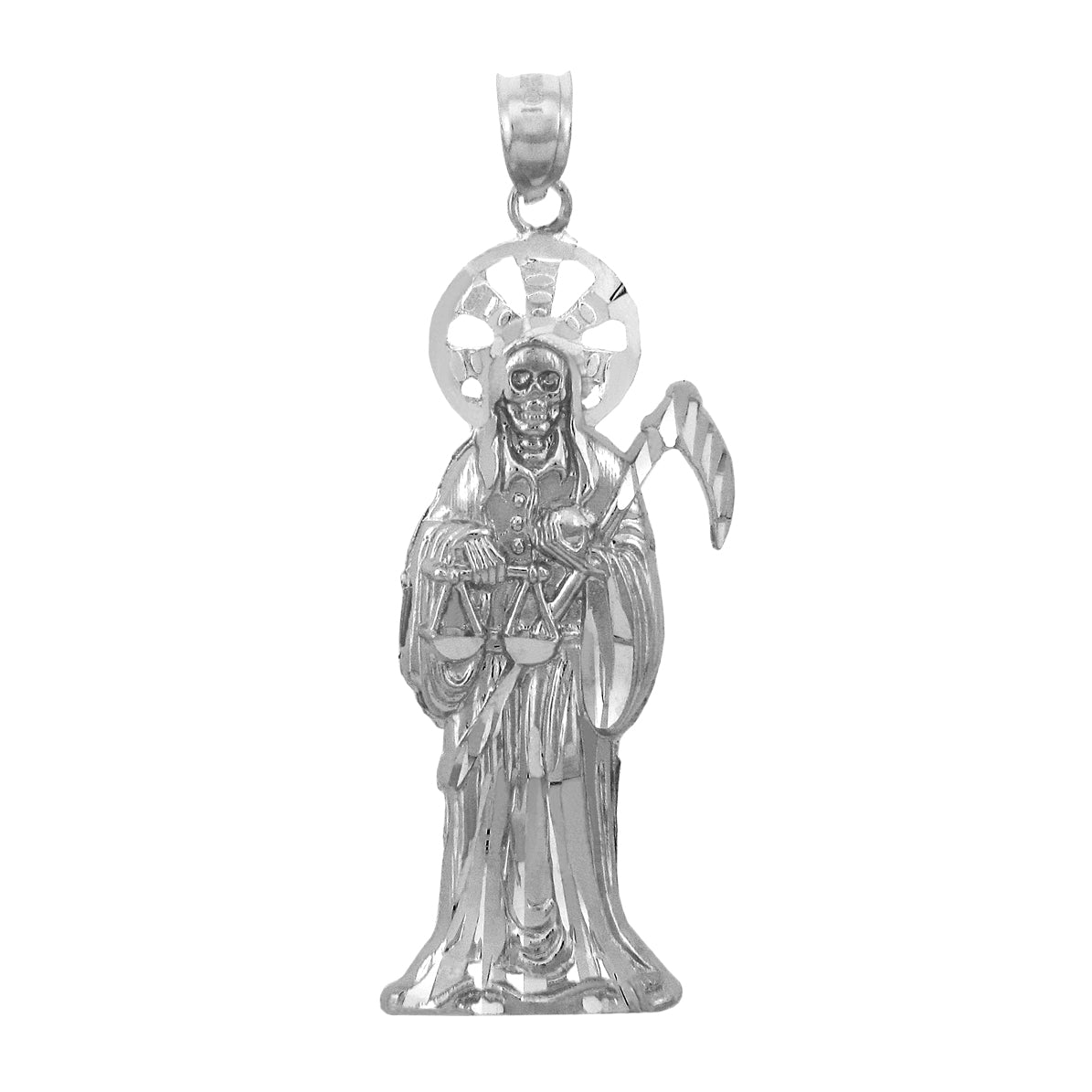 Sterling Silver Santa Muerte Pendant (medium)