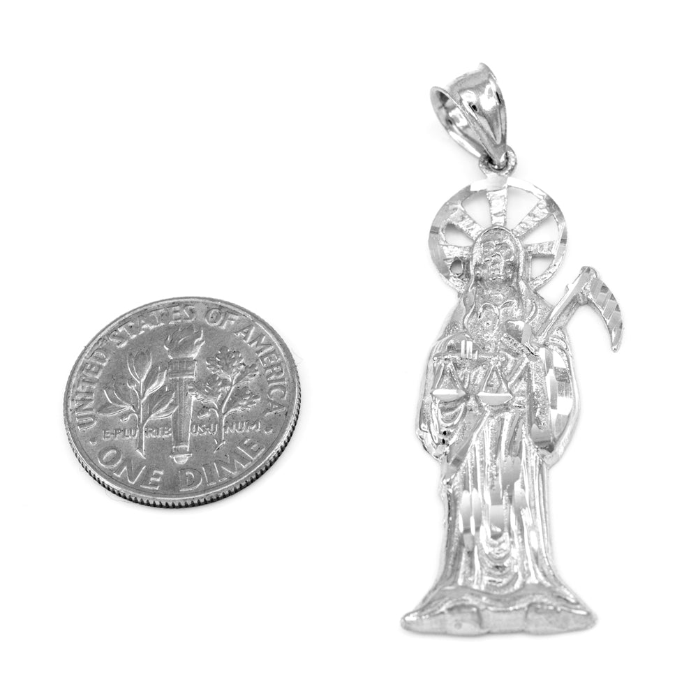 Sterling Silver Santa Muerte Pendant (medium), view 2