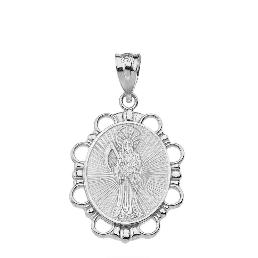 Sterling Silver Santa Muerte Pendant Necklace, view 2