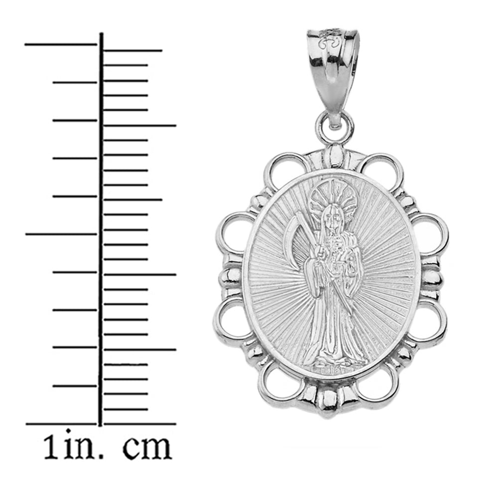 Sterling Silver Santa Muerte Pendant Necklace, view 3