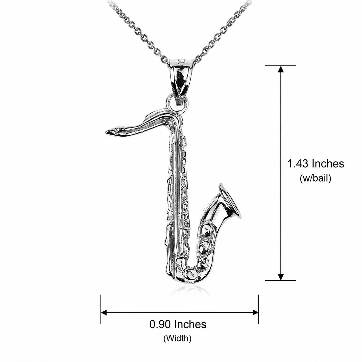 Sterling Silver Saxophone Pendant Necklace, view 2