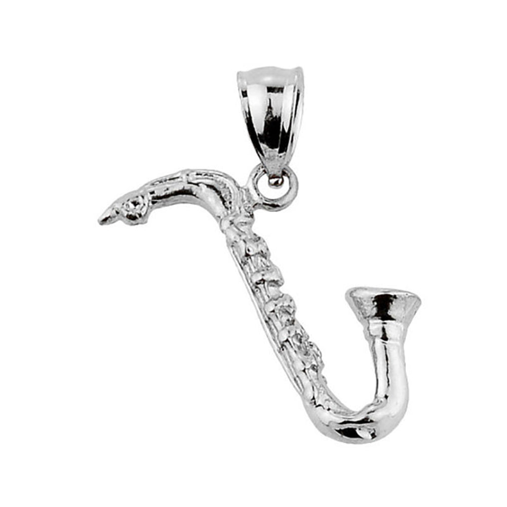 Sterling Silver Saxophone Pendant Necklace — Width: 0.01, view 2
