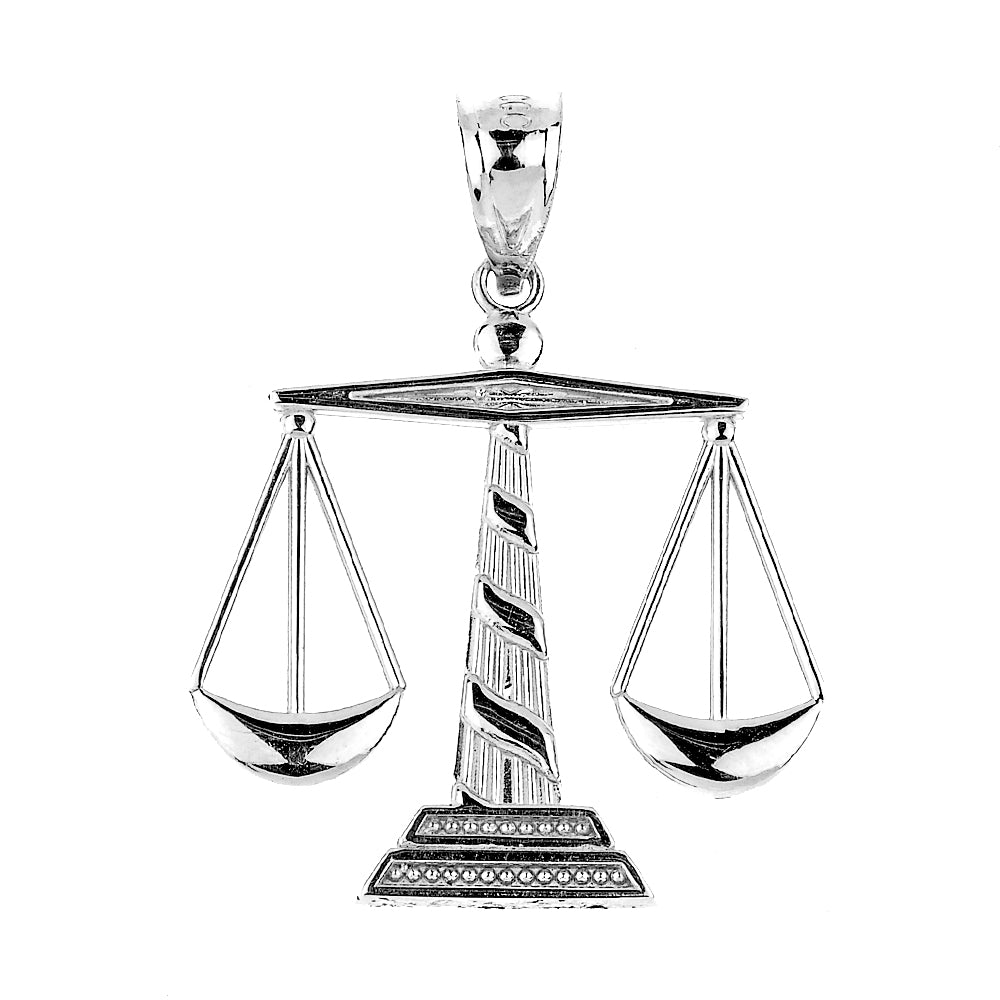 Sterling Silver Scales of Justice Pendant Necklace — Depth: 0.04", view 2