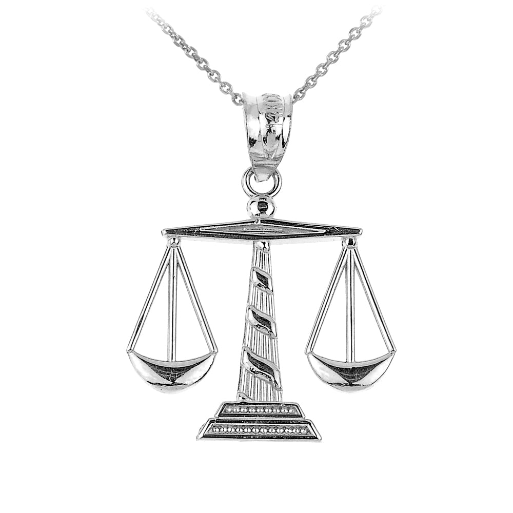 Sterling Silver Scales of Justice Pendant Necklace