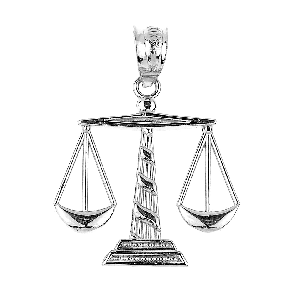 Sterling Silver Scales of Justice Pendant Necklace, view 2