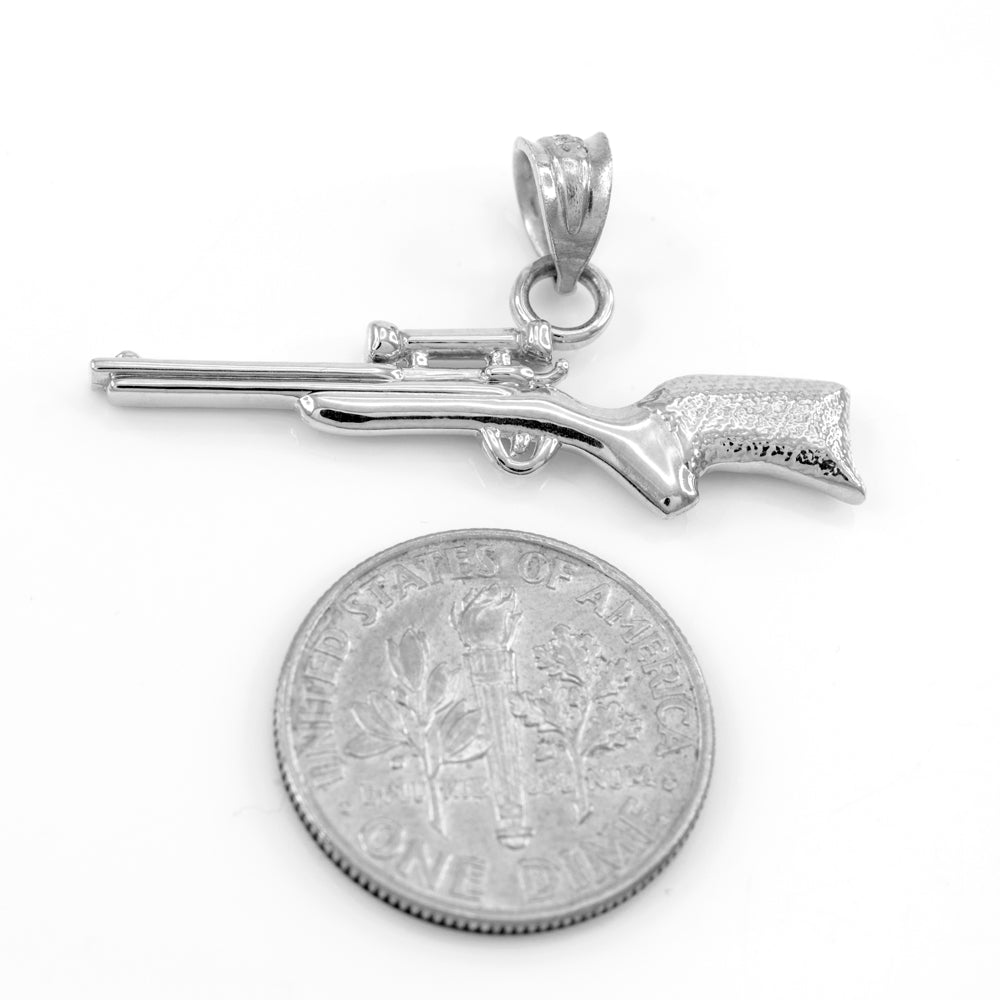 Sterling Silver Scope Sniper Rifle Pendant Necklace, view 2