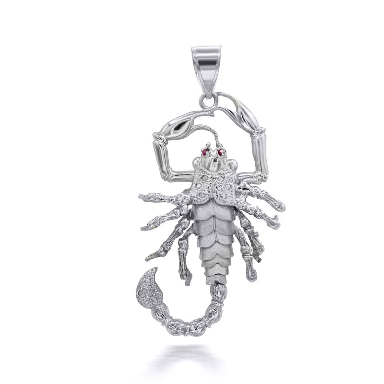 Sterling Silver Scorpion Ruby Birthstone Pendant Necklace