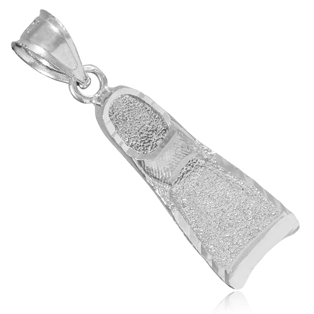 Sterling Silver Scuba Flipper 3D Charm Pendant