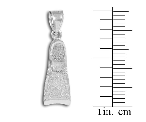 Sterling Silver Scuba Flipper 3D Charm Pendant, view 3