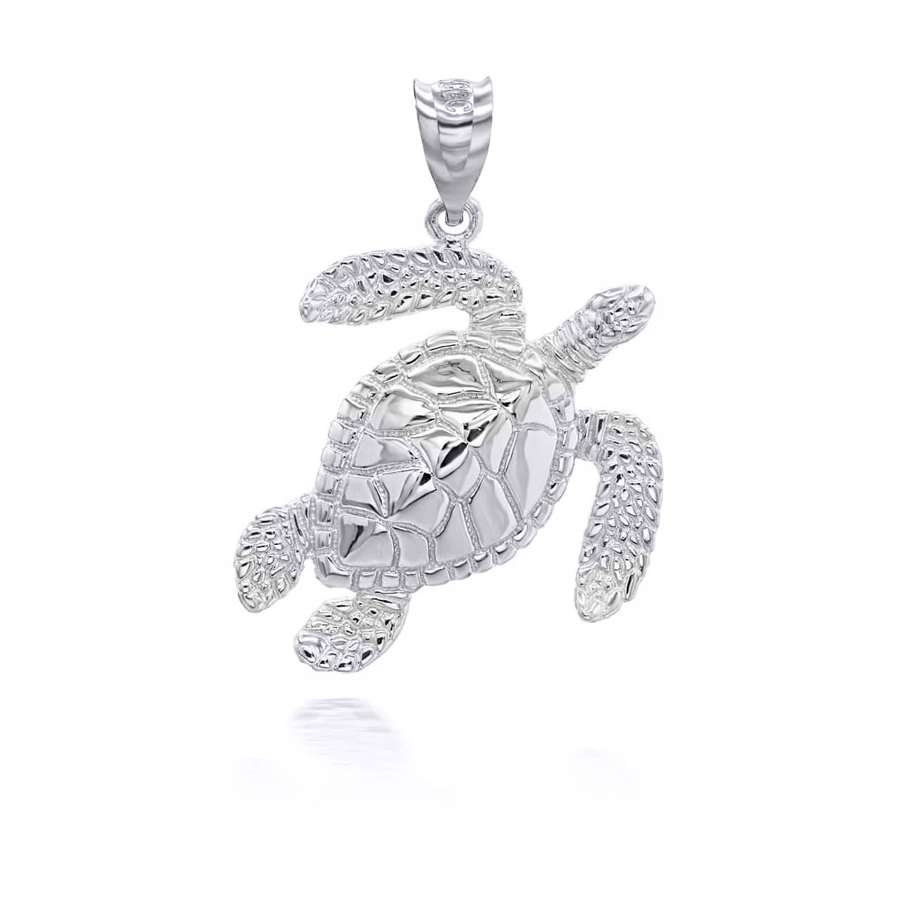 Sterling Silver Sea Turtle Ocean Pendant Necklace