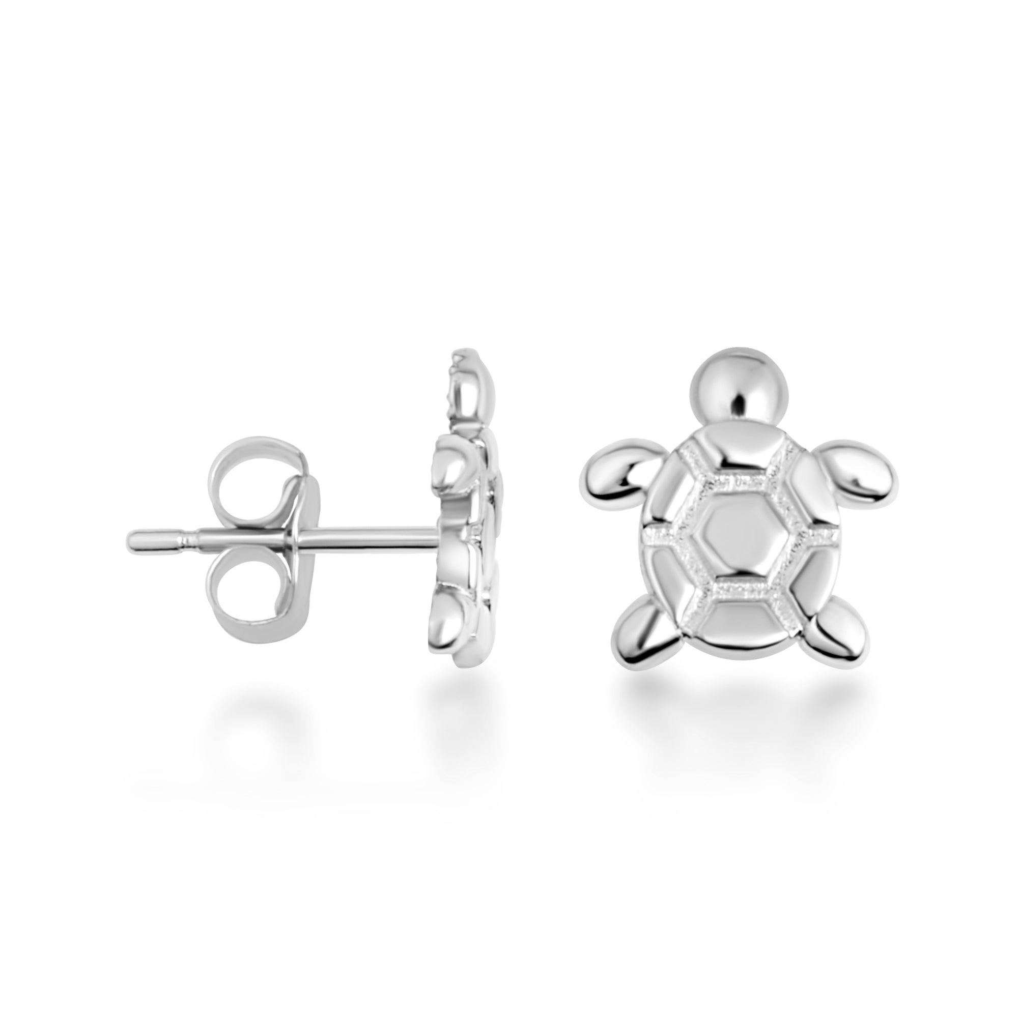 Sterling Silver Sea Turtle Ocean Stud Earrings