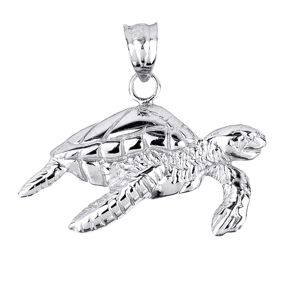 Sterling Silver Sea Turtle Pendant Necklace, view 2