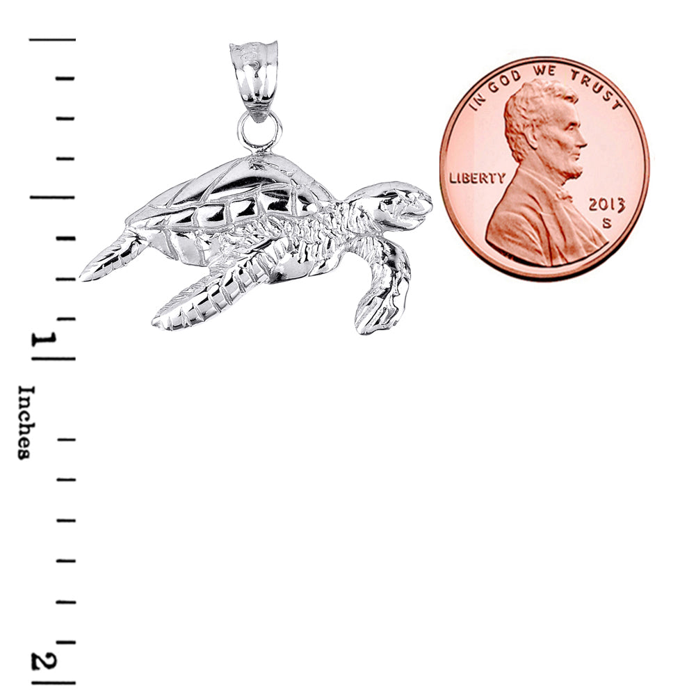 Sterling Silver Sea Turtle Pendant Necklace, view 3