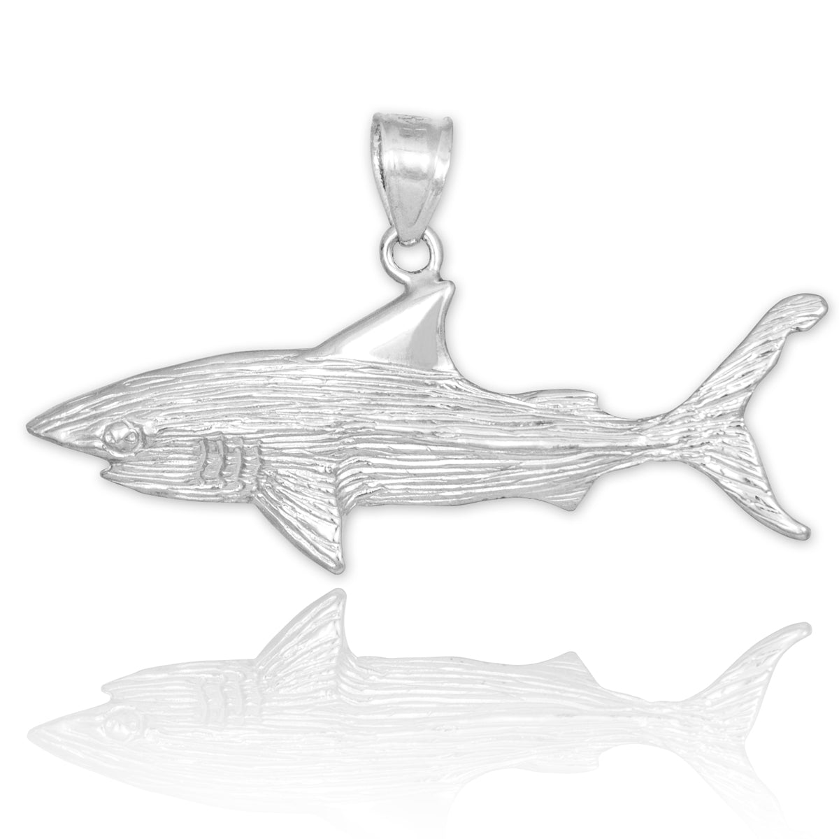 Sterling Silver Shark Pendant Necklace, view 2