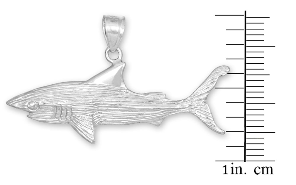 Sterling Silver Shark Pendant Necklace, view 3