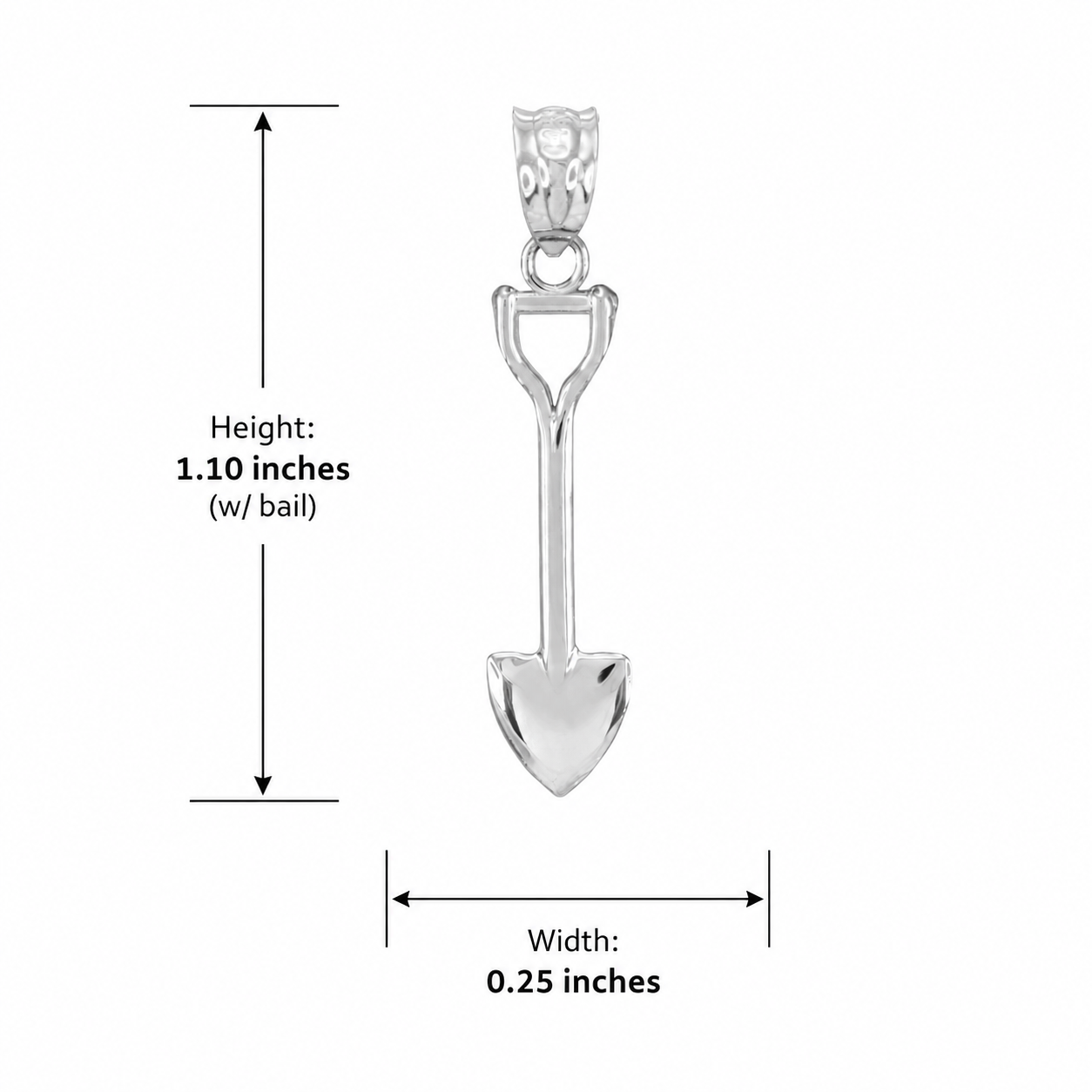 Sterling Silver Shovel Pendant Necklace, view 2