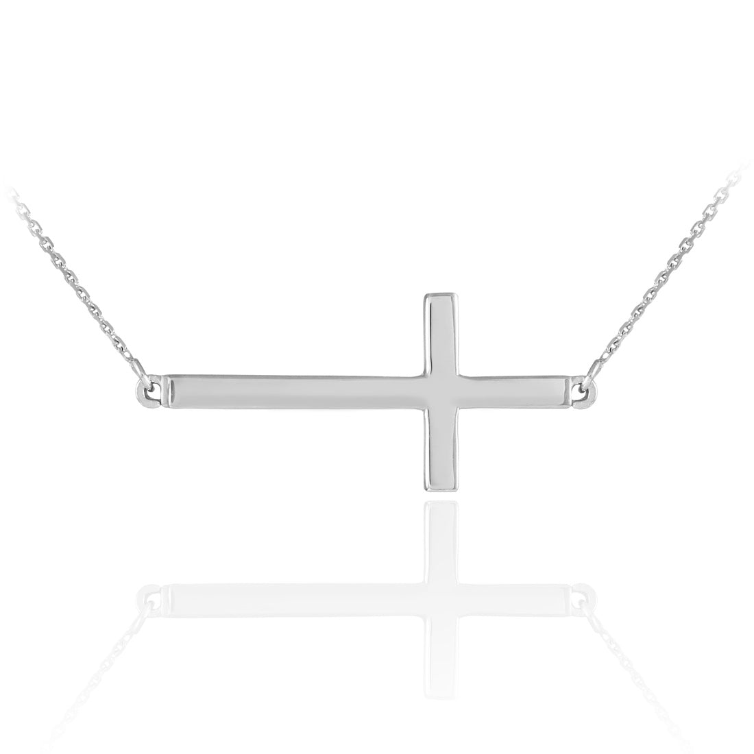 Sterling Silver Sideways Cross Faith Pendant Necklace