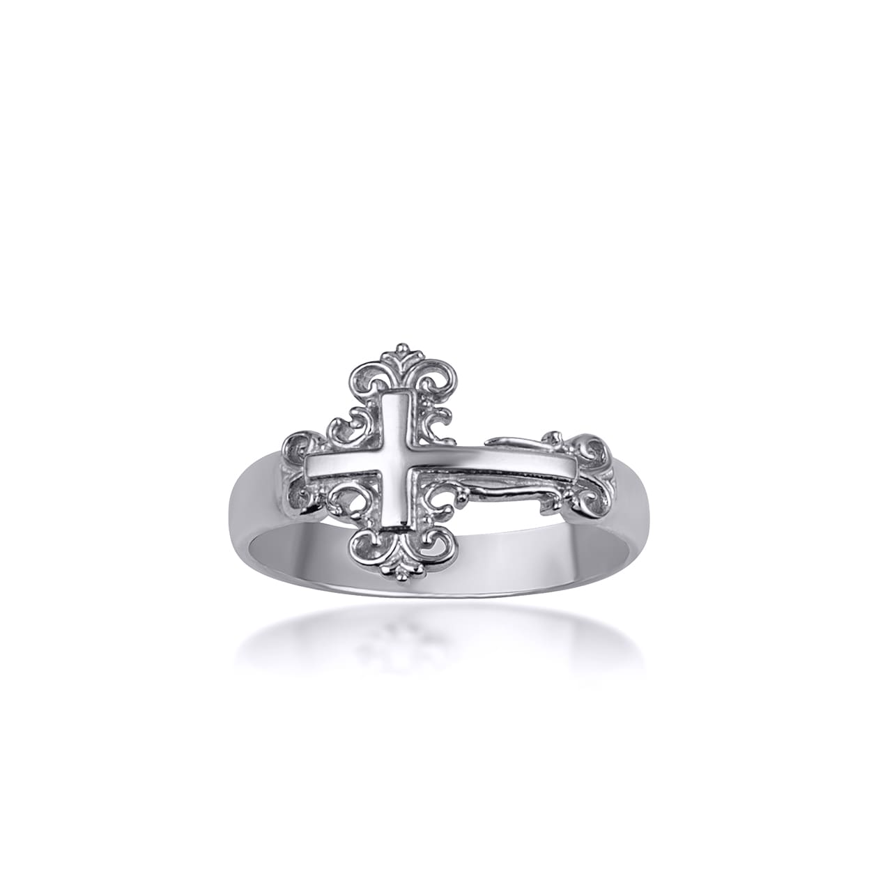 Sterling Silver Sideways Cross Filigree Ring