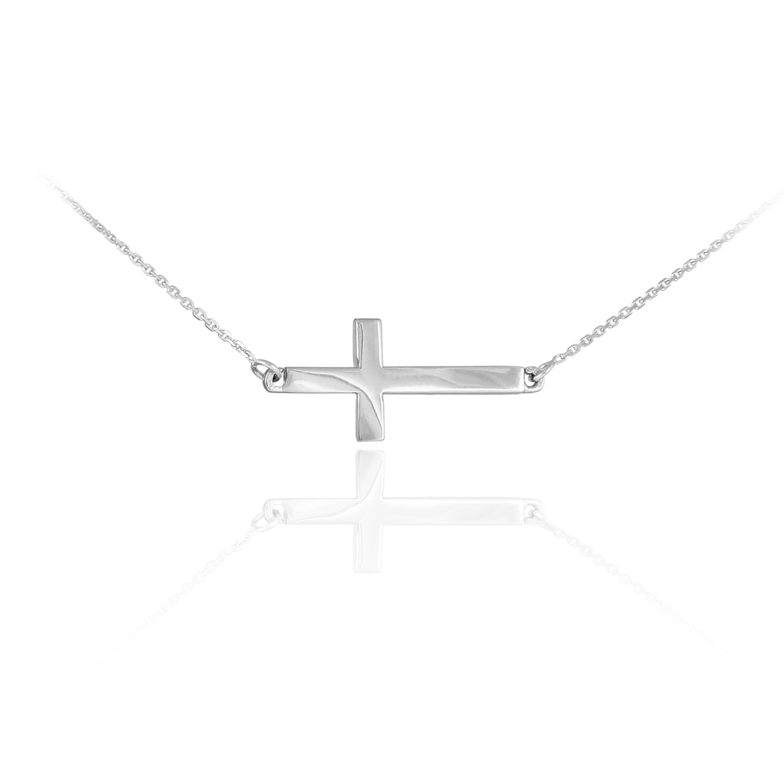 Sterling Silver Sideways Cross Sacred Pendant Necklace