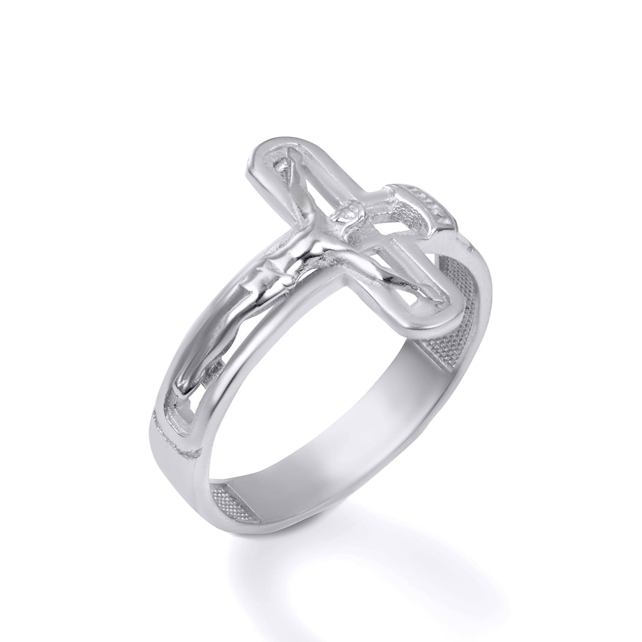 Sterling Silver Sideways Jesus Christ Crucifix Cross Religious Ring