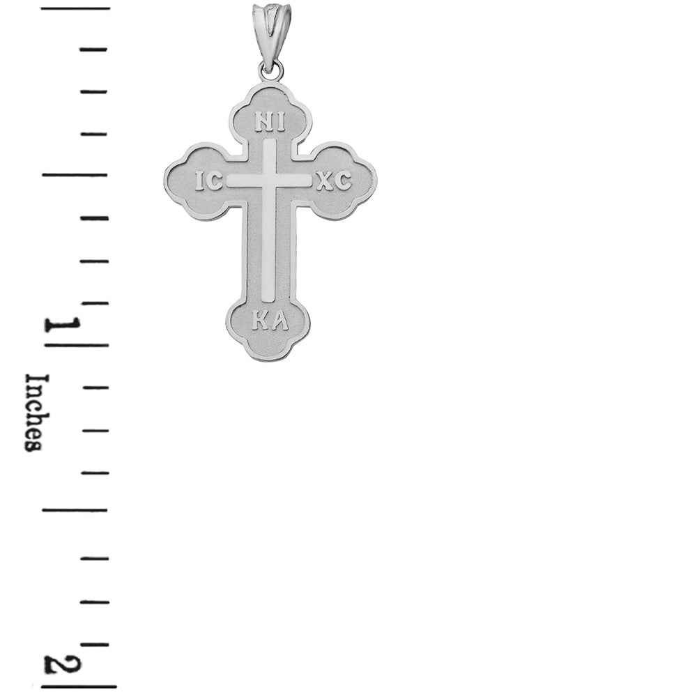 Sterling Silver Small Saint Nicholas Greek Orthodox Russian Cross Pendant Necklace, view 3