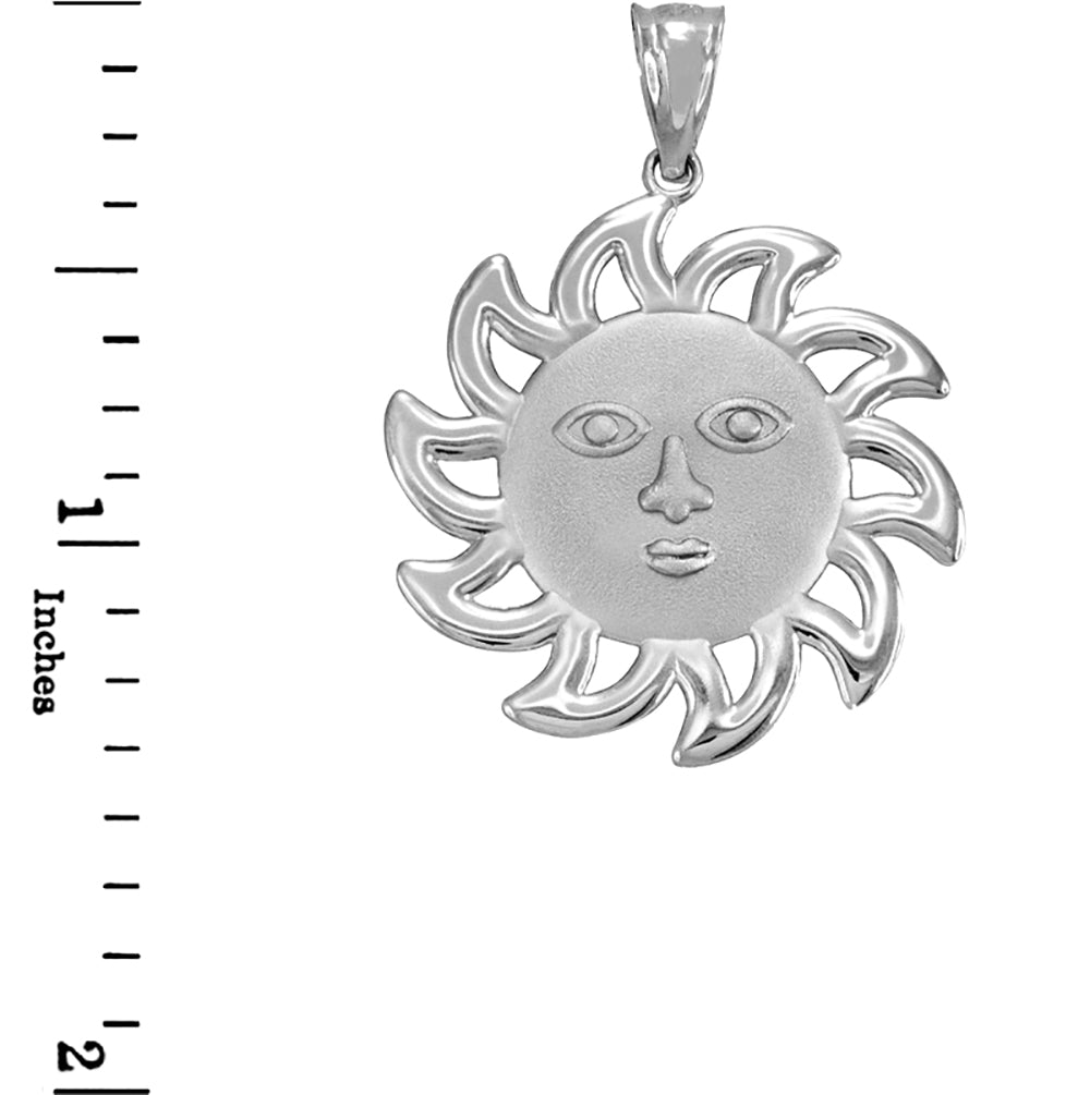 Sterling Silver Smiling Sun Pendant Necklace, view 2