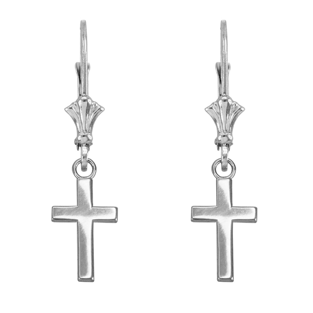 Sterling Silver Smooth Mini Cross Earrings