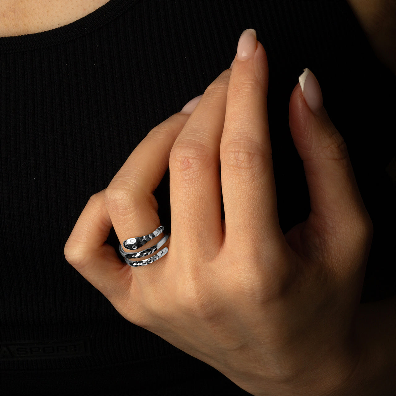 Sterling Silver Snake Ring, view 2