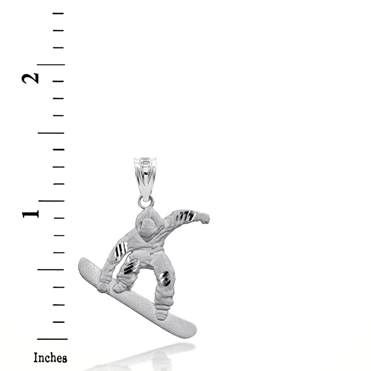 Sterling Silver Snowboarding 3D Charm Necklace, view 2