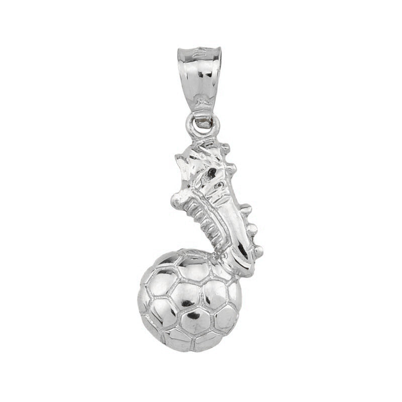 Sterling Silver Soccer Ball Cleats Shoe Fútbol Sports Pendant Necklace, view 2