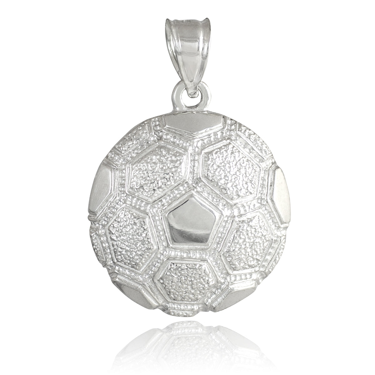 Sterling Silver Soccer Ball Fútbol Sports Textured Pendant Necklace, view 2