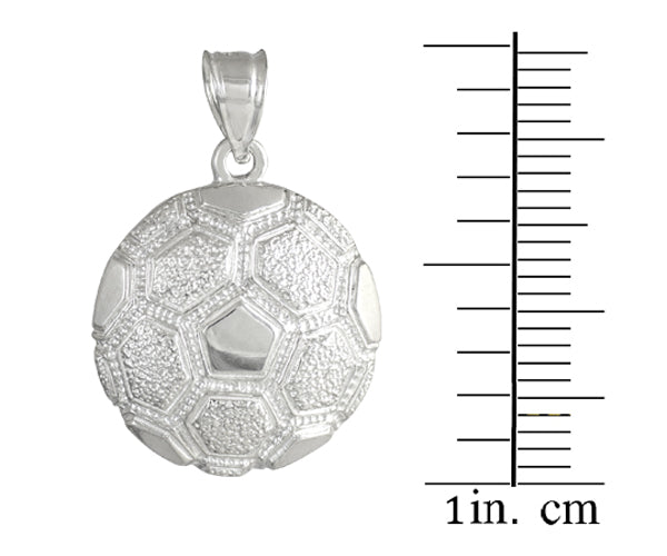 Sterling Silver Soccer Ball Fútbol Sports Textured Pendant Necklace, view 3