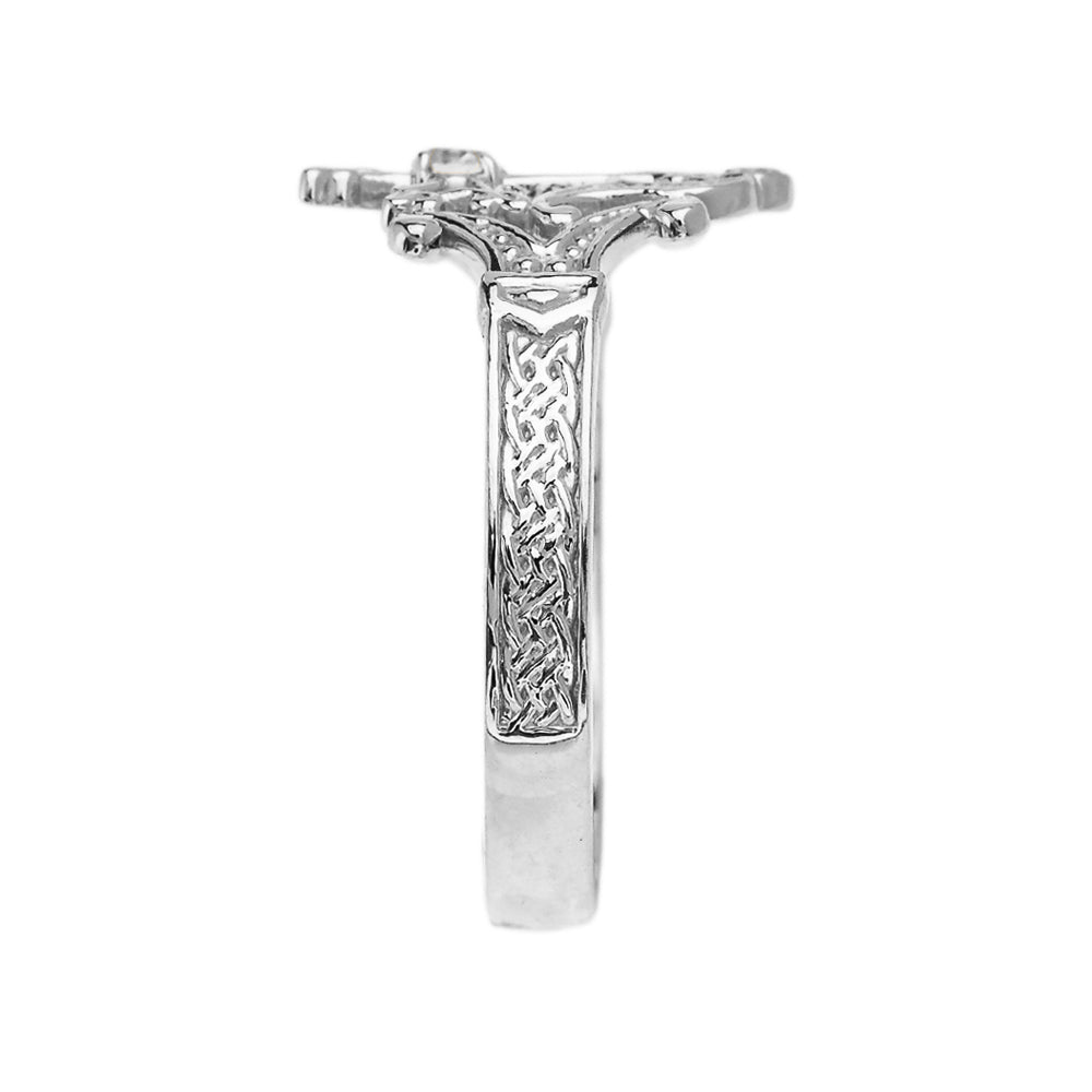Sterling Silver Solitaire Cubic zirconia Armenian Cross Elegant Ring, view 2