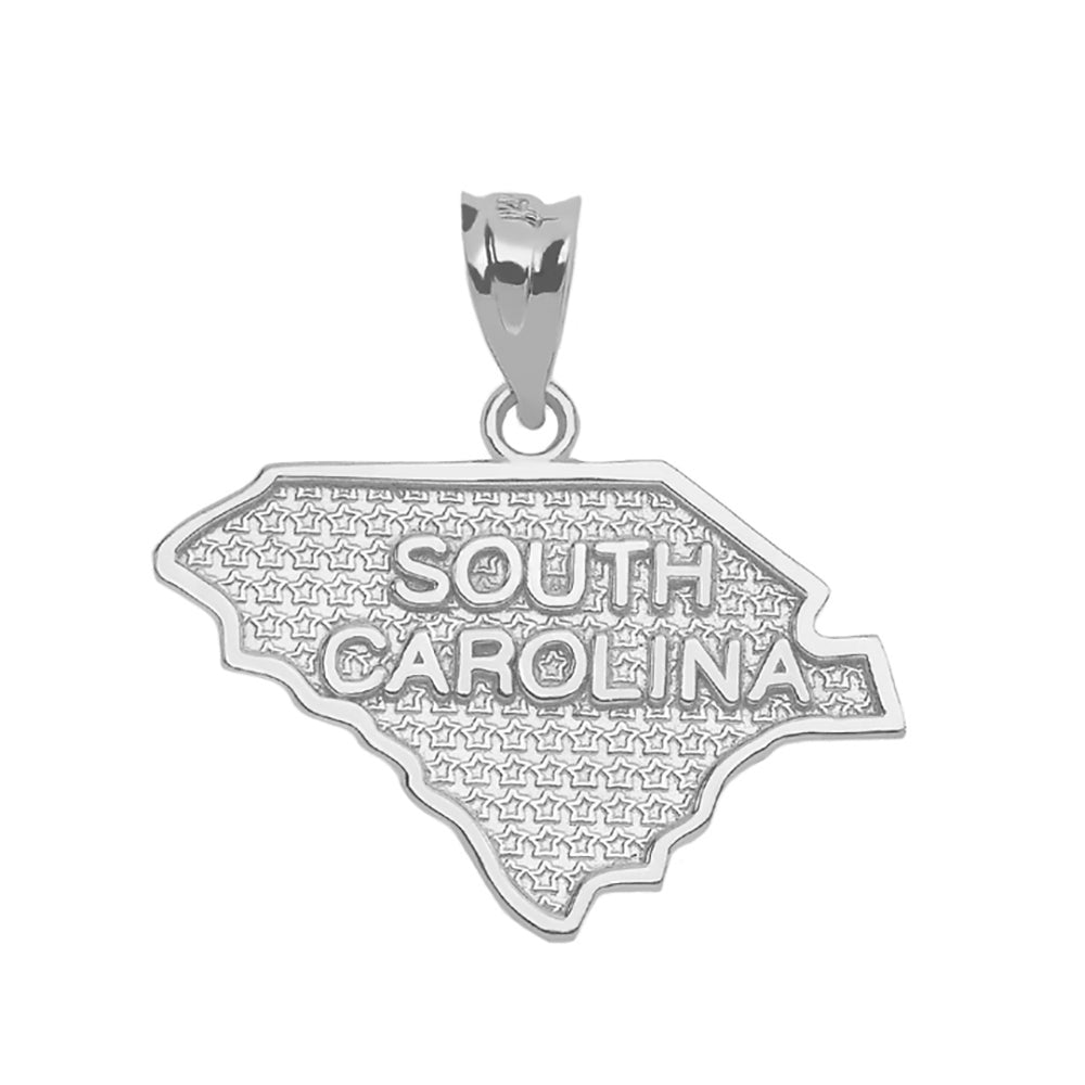 Sterling Silver South Carolina State Map Pendant Necklace, view 2