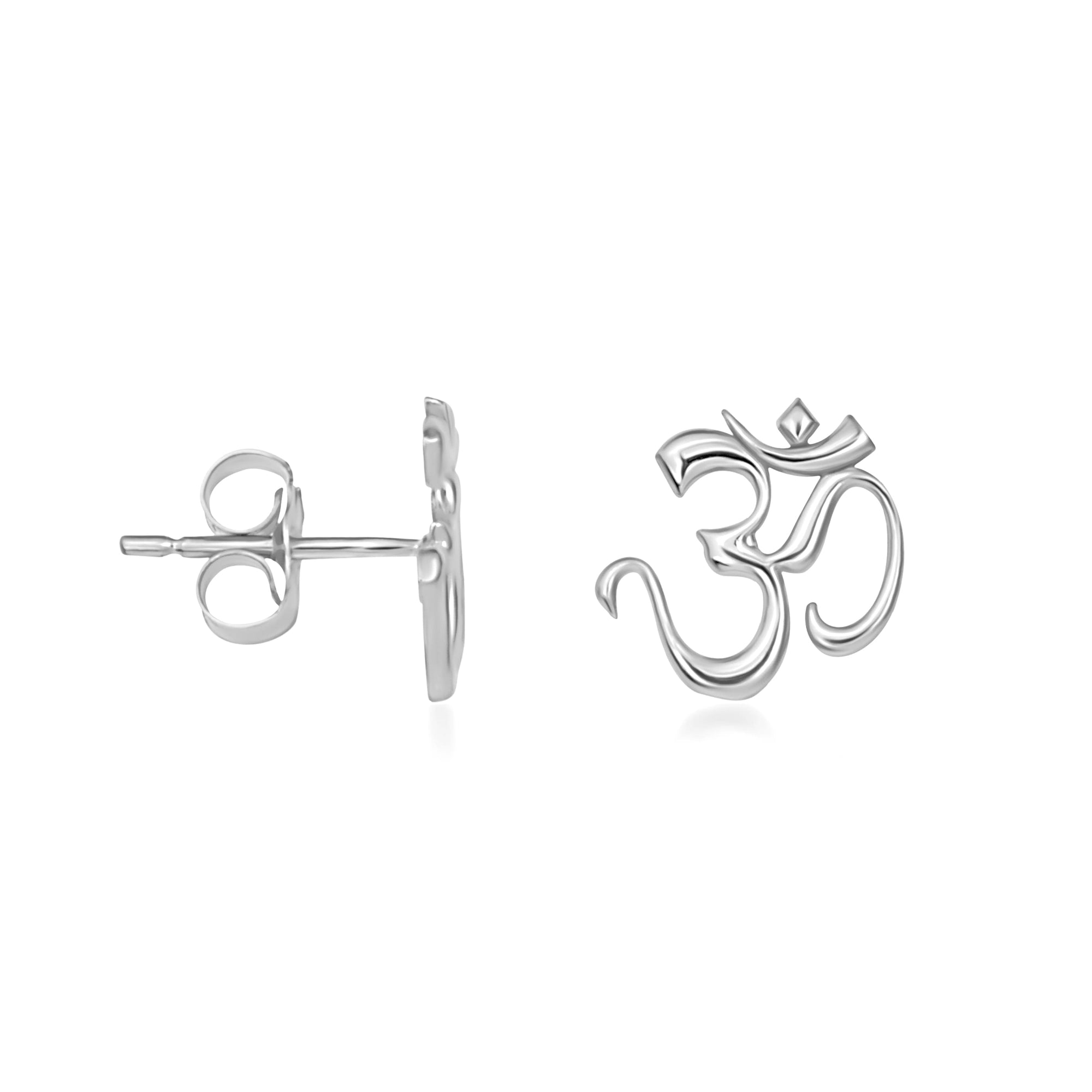 Sterling Silver Spiritual Om Symbol Hindu Stud Earrings
