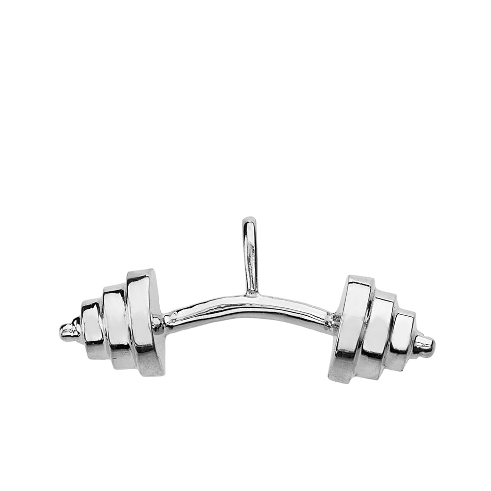 Sterling Silver Sports Fitness Curved Barbell Pendant Necklace, view 2