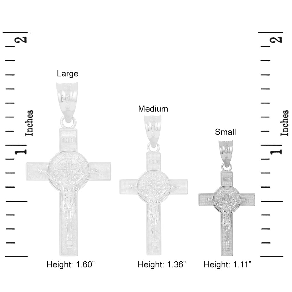 Sterling Silver St. Benedict Crucifix Pendant Necklace (1.10"), view 4