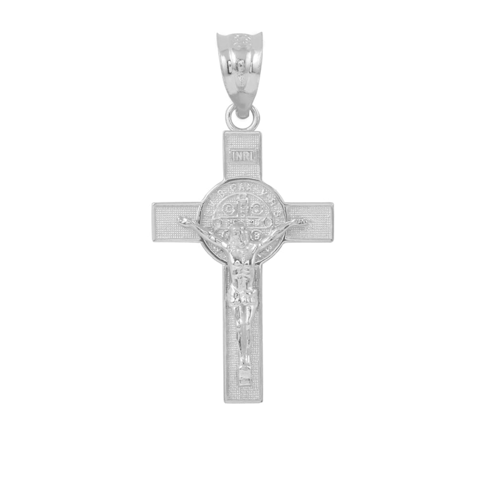 Sterling Silver St. Benedict Crucifix Pendant Necklace, view 2