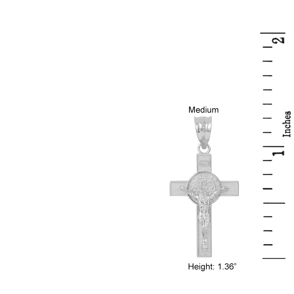 Sterling Silver St. Benedict Crucifix Pendant Necklace, view 3
