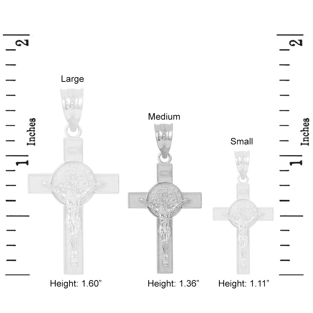 Sterling Silver St. Benedict Crucifix Pendant Necklace, view 4